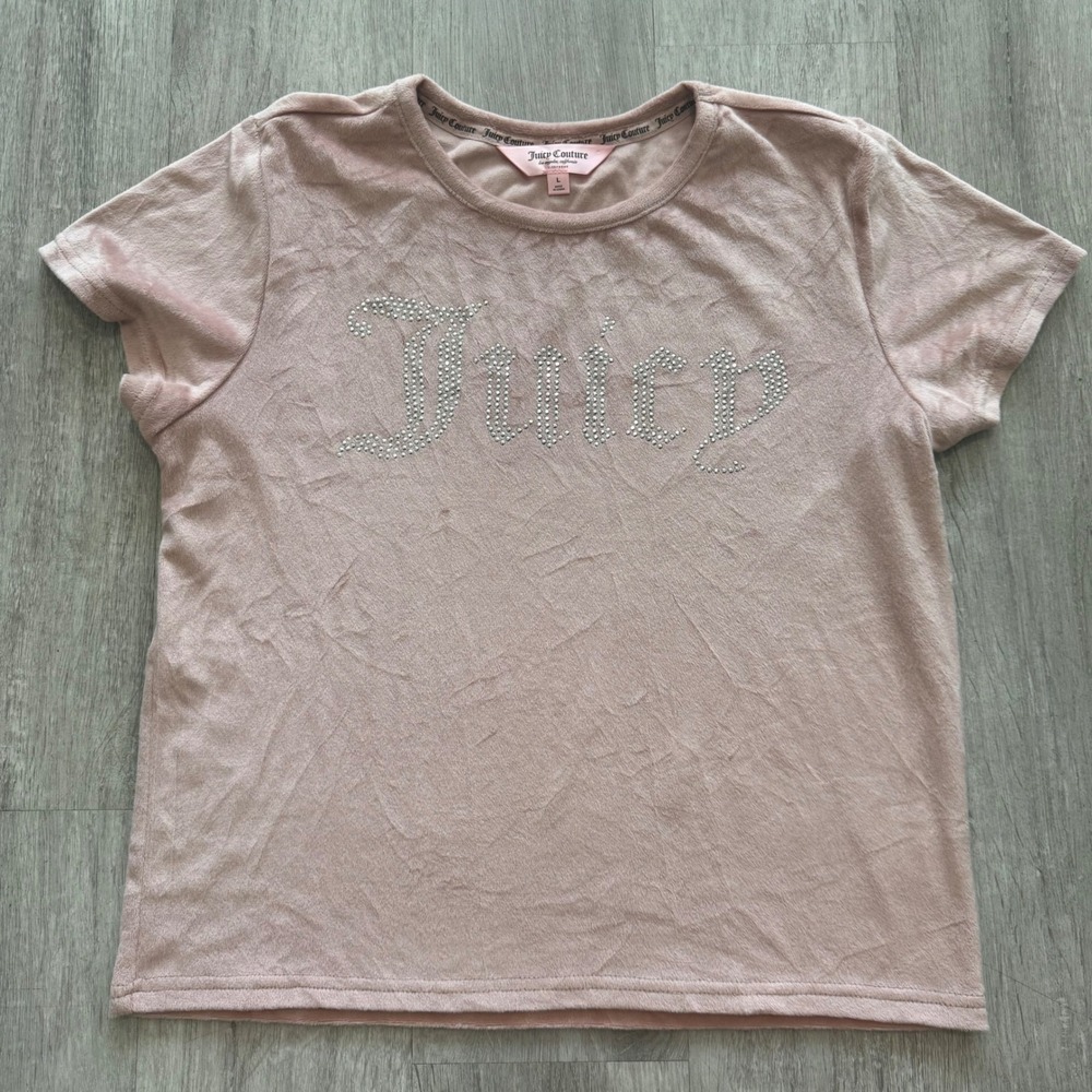 Y2K Juicy Couture Pink Velour Pajama Sleep Set Rhinestone Logo Tee & Shorts L/S - Picture 2 of 10